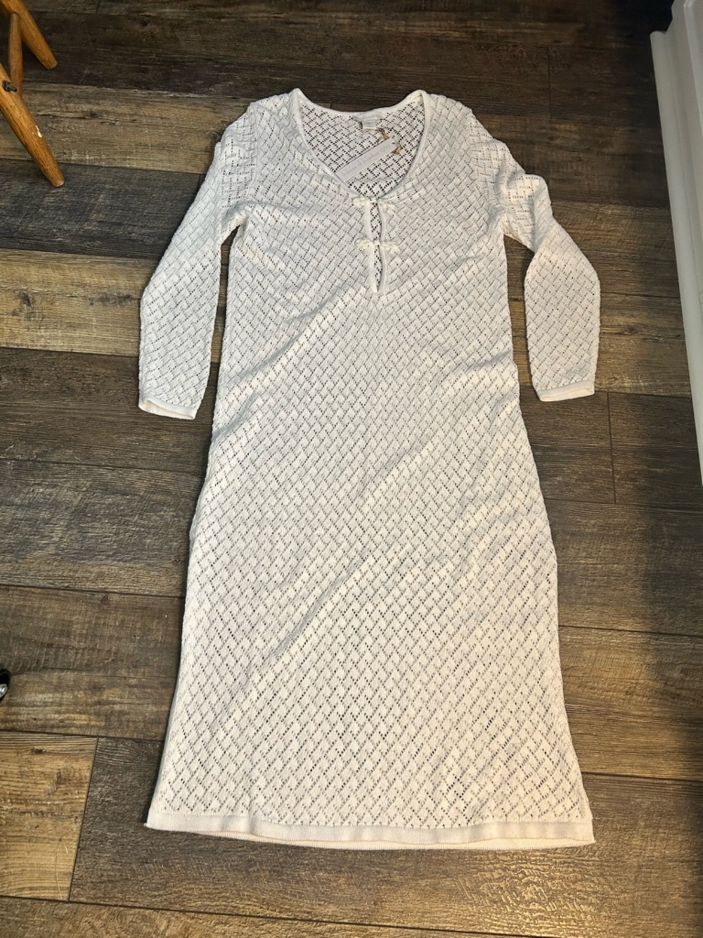 House of Harlow 1960 Cream Knit Long Sleeve Midi Dress